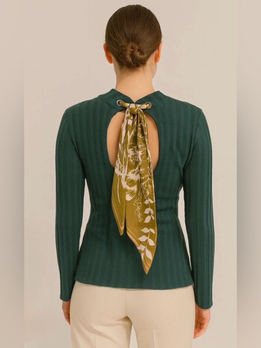 Free People Deep Teal Cutout Back Tie Ribbed Top – Size M. NWT